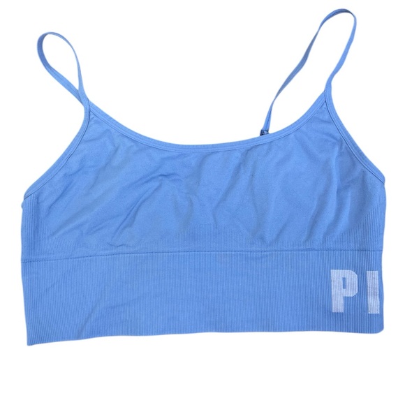 PINK Victoria's Secret Other - PINK Victoria’s Secret Ribbed Long Line Seamless Blue Sports Bra XXL Women’s GUC